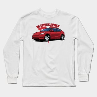 Model Y electric car red Long Sleeve T-Shirt